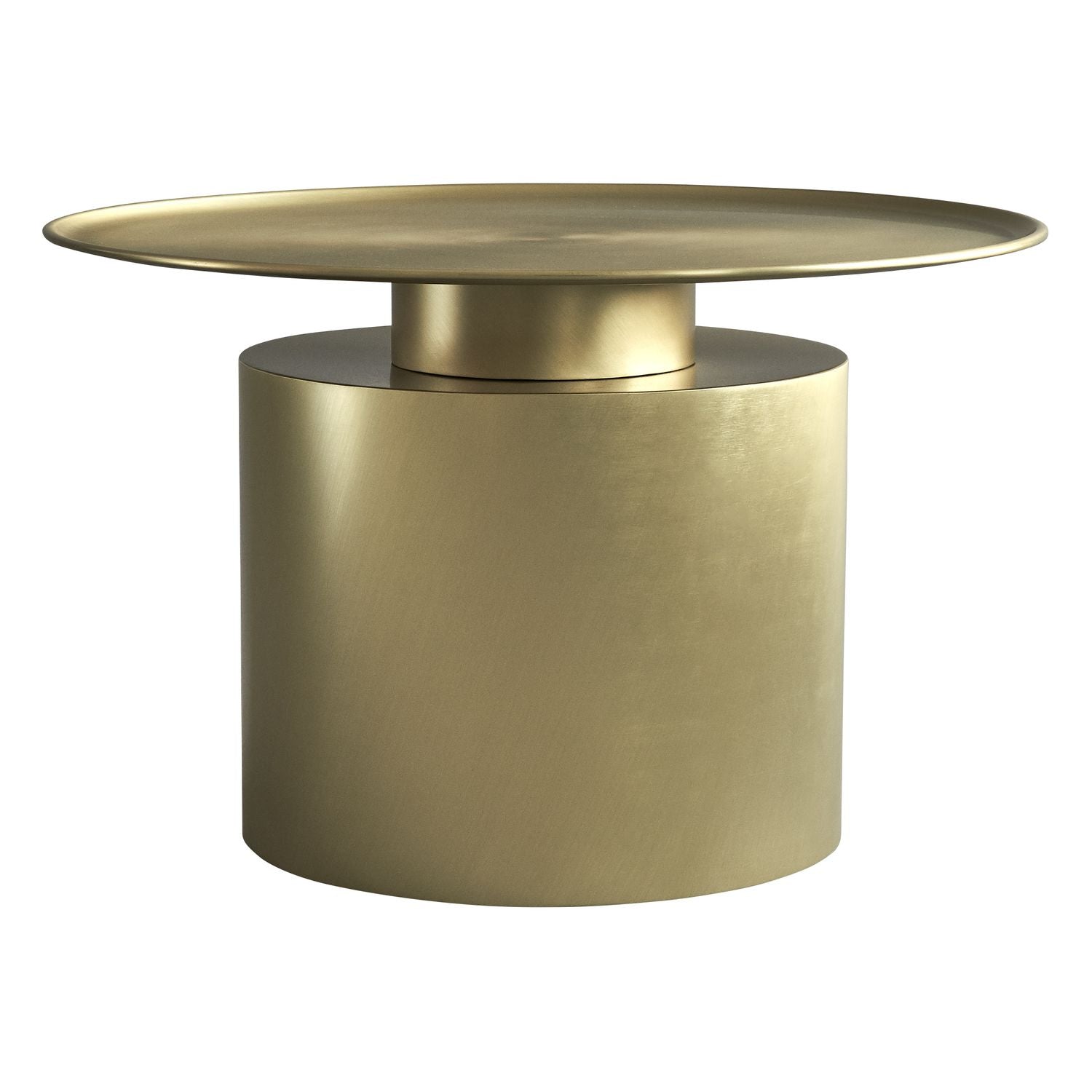 Table d'appoint en métal plaqué Art Déco avec base volumineuse et plateau ultra-fin pour salon