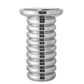 Table d'appoint moderne en grès avec finition cylindrique nervurée chromée pour entrée