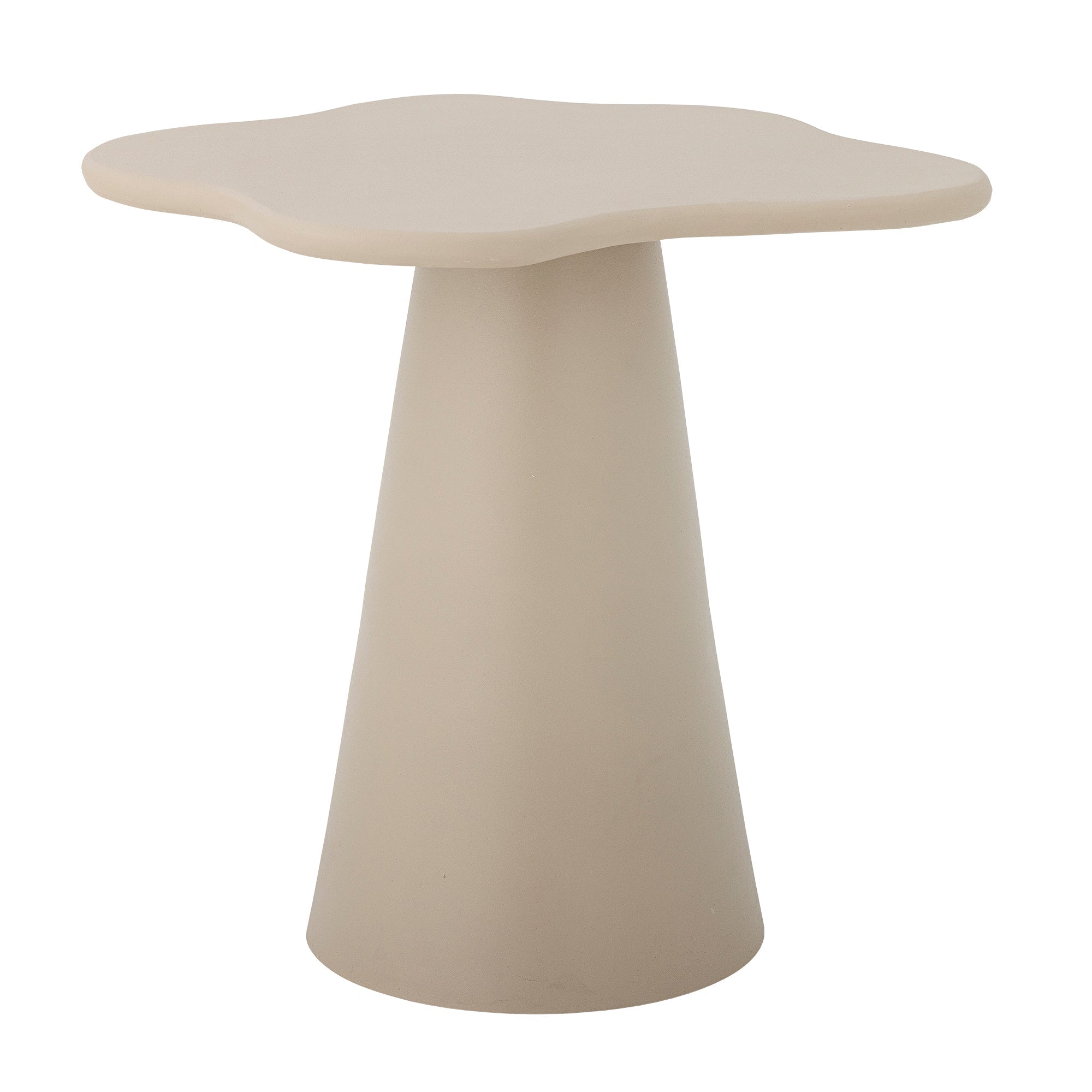 Table d'appoint organique en aluminium avec laque beige, forme inspirée de la nature pour salon