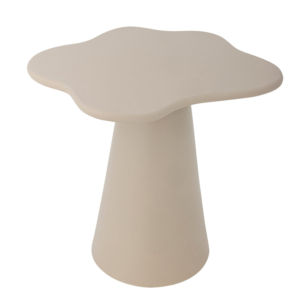 Table d'appoint organique en aluminium avec laque beige, forme inspirée de la nature pour salon