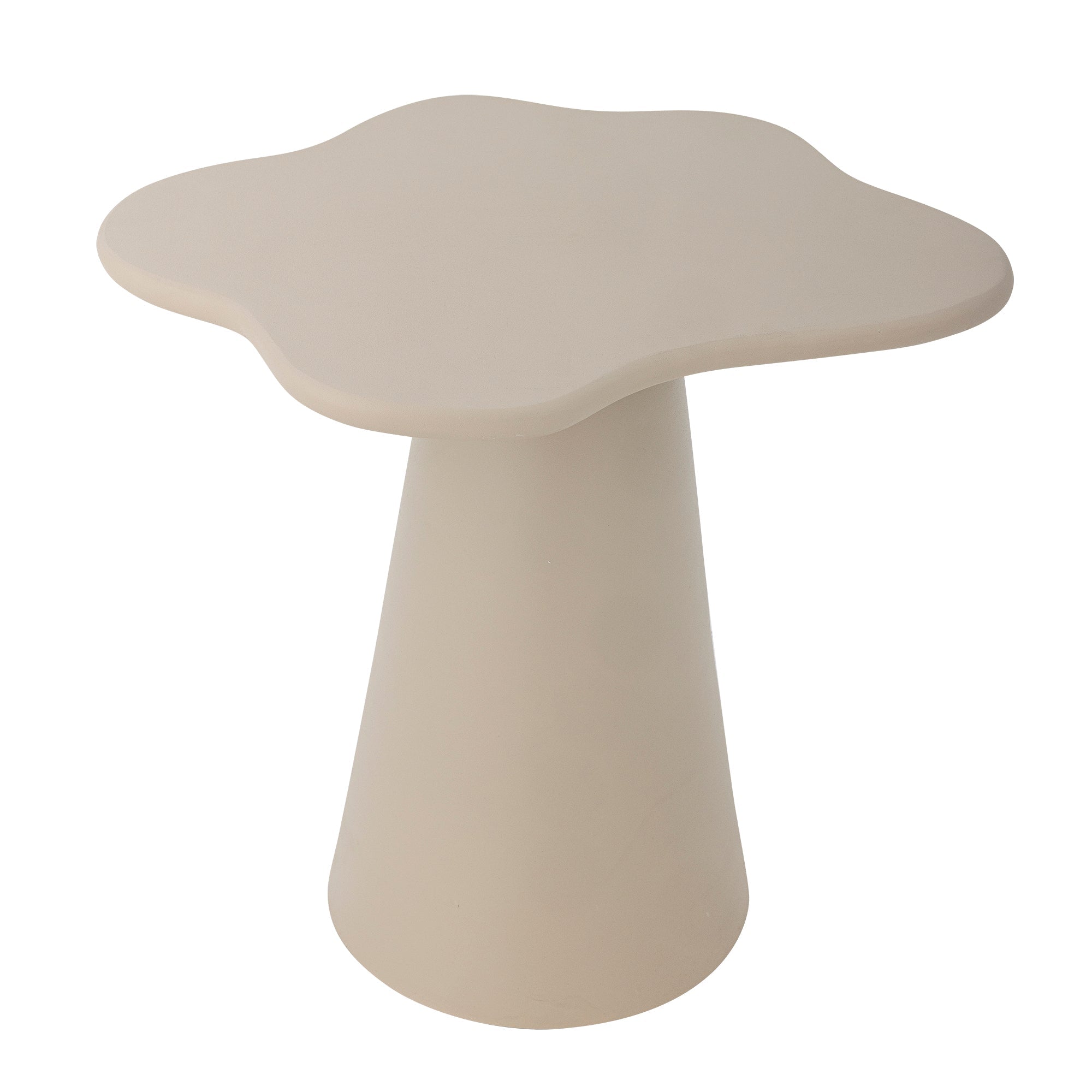 Table d'appoint organique en aluminium avec laque beige, forme inspirée de la nature pour salon
