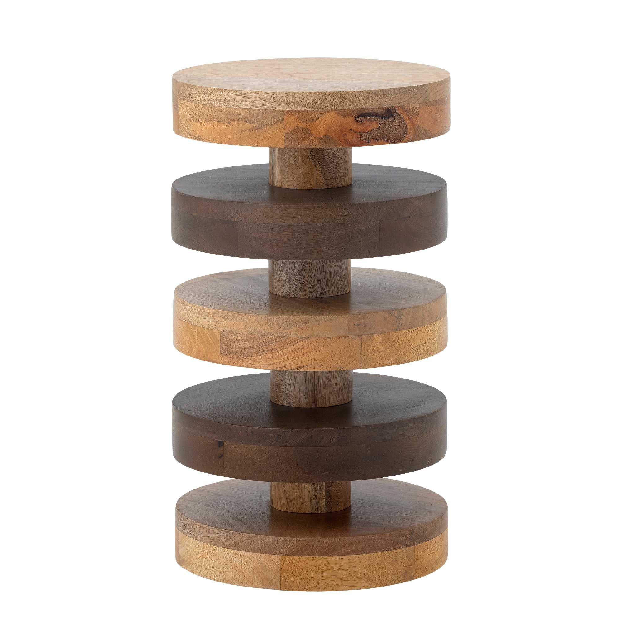 Table d'appoint rustique en bois de manguier avec forme sculpturale bicolore pour salon