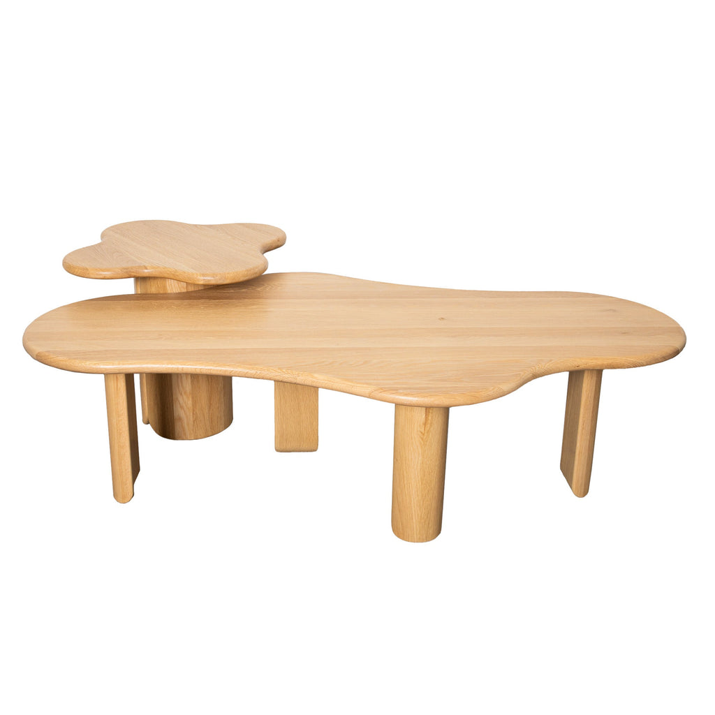 Table de chevet en chêne blanc scandinave avec forme compacte et épurée pour chambre à coucher