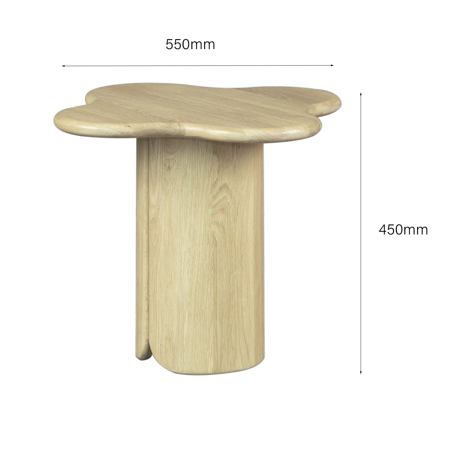 Table de chevet en chêne blanc scandinave avec forme compacte et épurée pour chambre à coucher