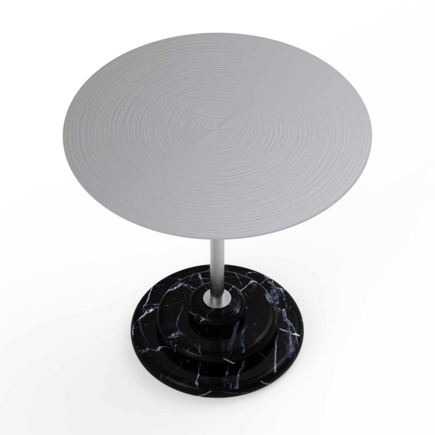 Table d'appoint de luxe en marbre et acier inoxydable avec base sculpturale en acier pour chambre à coucher