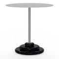 Table d'appoint de luxe en marbre et acier inoxydable avec base sculpturale en acier pour chambre à coucher