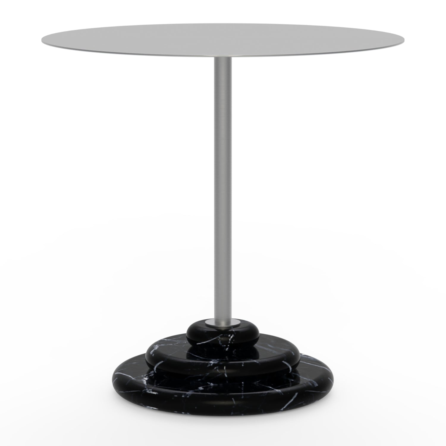 Table d'appoint de luxe en marbre et acier inoxydable avec base sculpturale en acier pour chambre à coucher