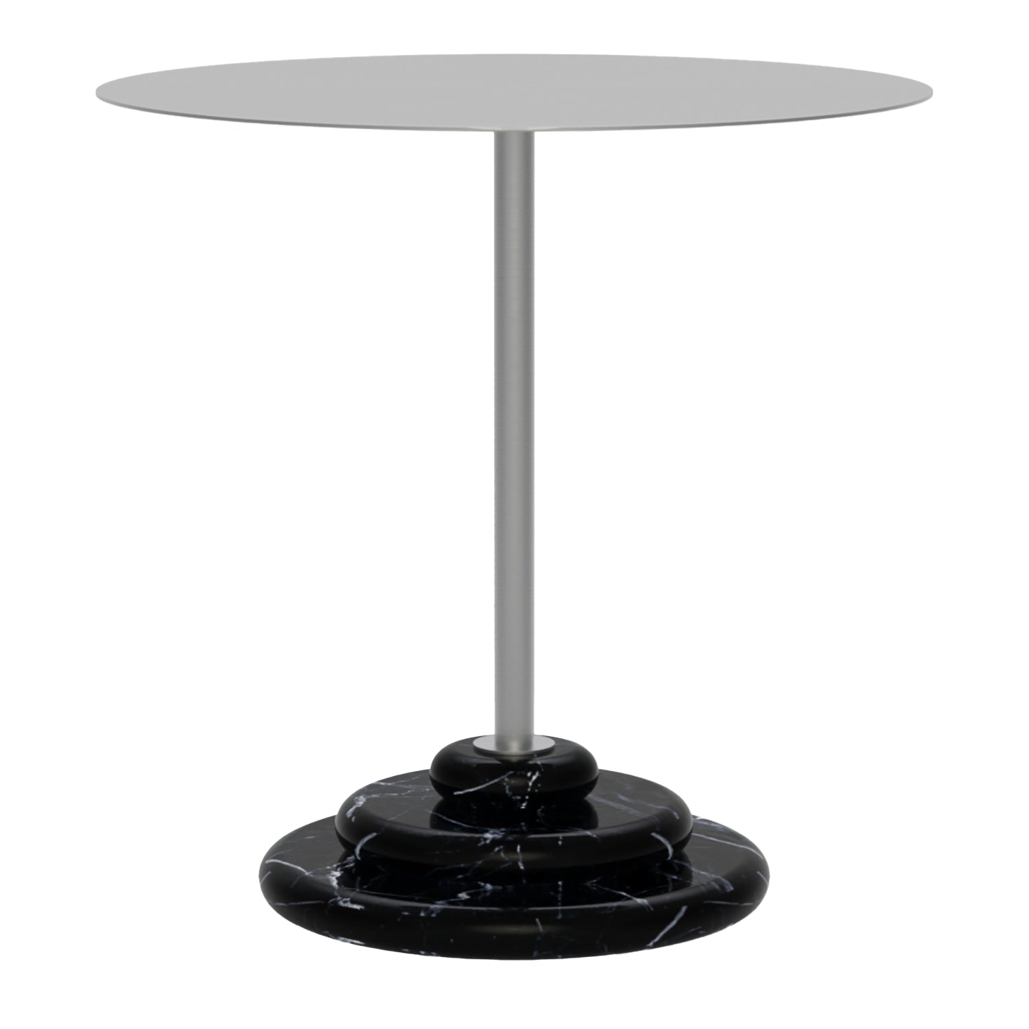 Table d'appoint de luxe en marbre et acier inoxydable avec base sculpturale en acier pour chambre à coucher