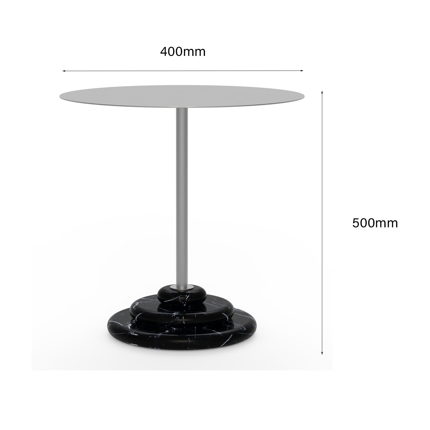 Table d'appoint de luxe en marbre et acier inoxydable avec base sculpturale en acier pour chambre à coucher
