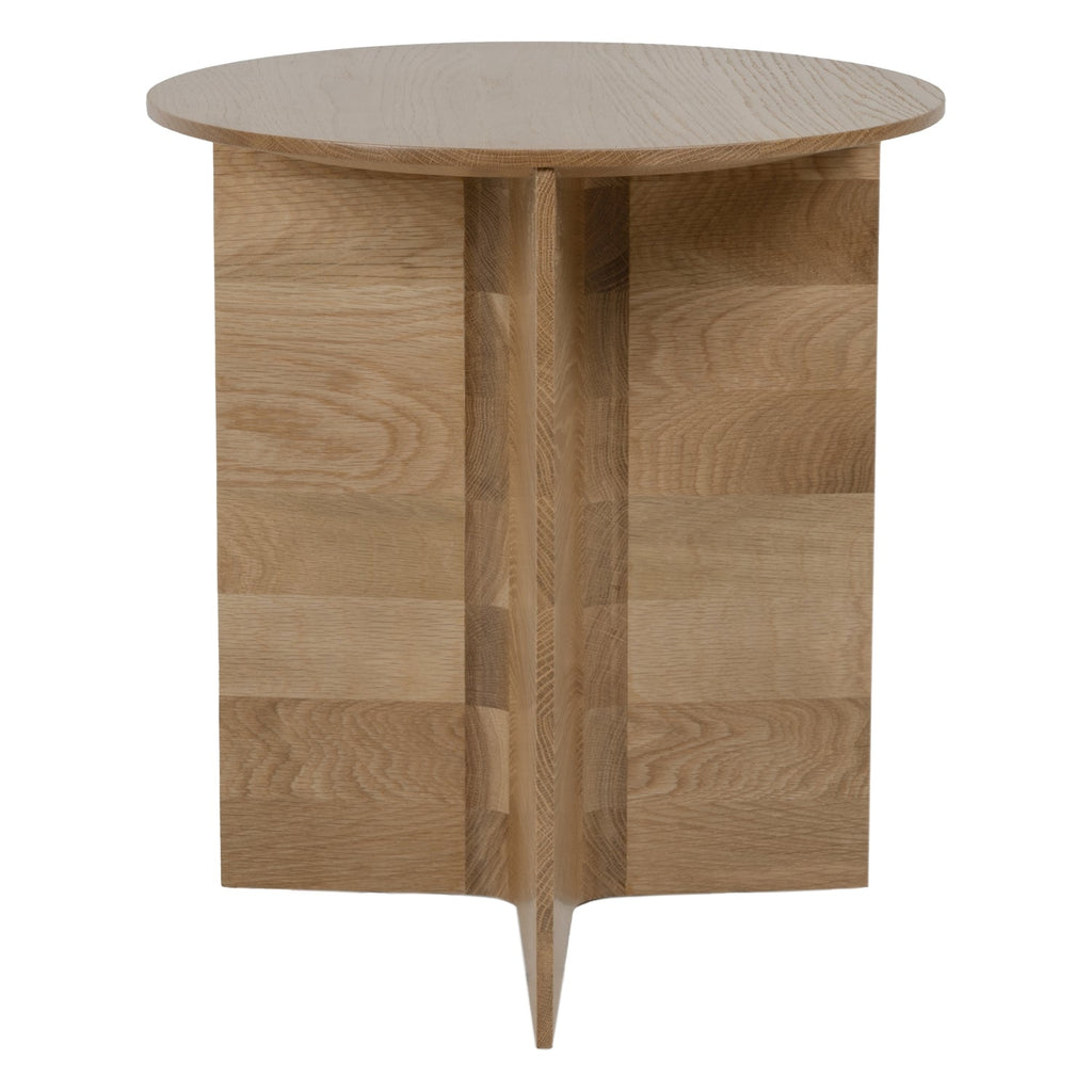 Table d'appoint minimaliste en bois massif avec pied conique en T pour chambre à coucher