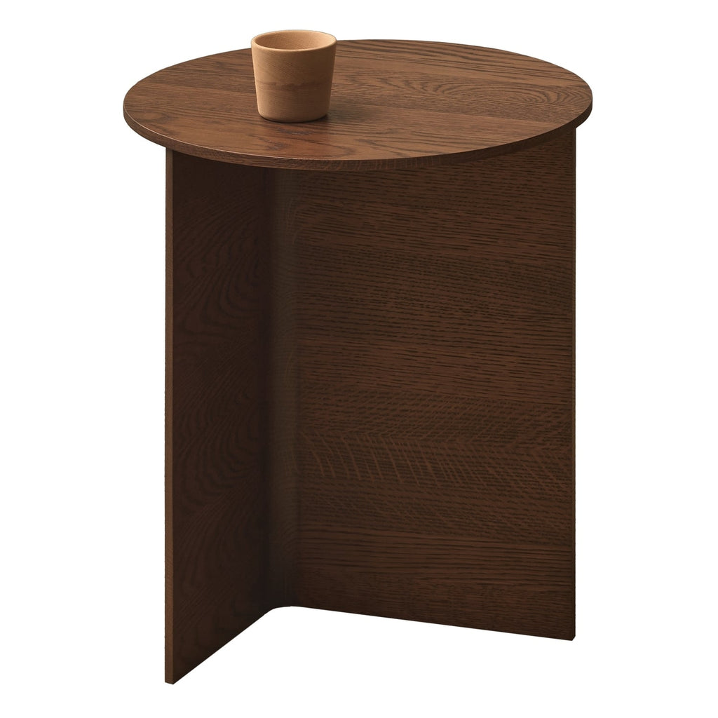 Table d'appoint minimaliste en bois massif avec pied conique en T pour chambre à coucher