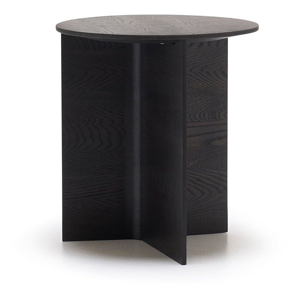 Table d'appoint minimaliste en bois massif avec pied conique en T pour chambre à coucher