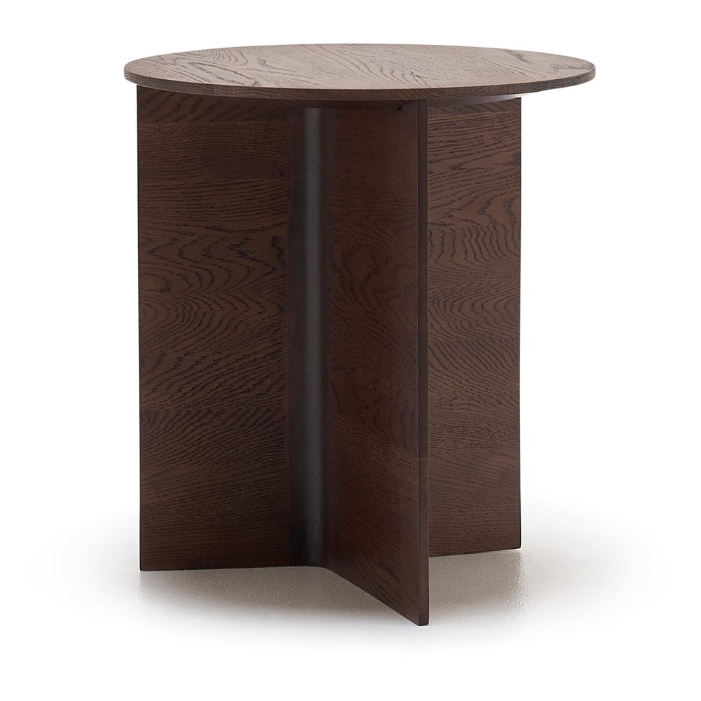 Table d'appoint minimaliste en bois massif avec pied conique en T pour chambre à coucher