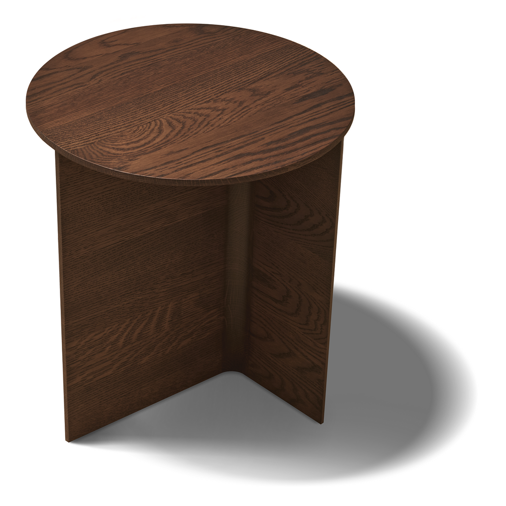 Table d'appoint minimaliste en bois massif avec pied conique en T pour chambre à coucher