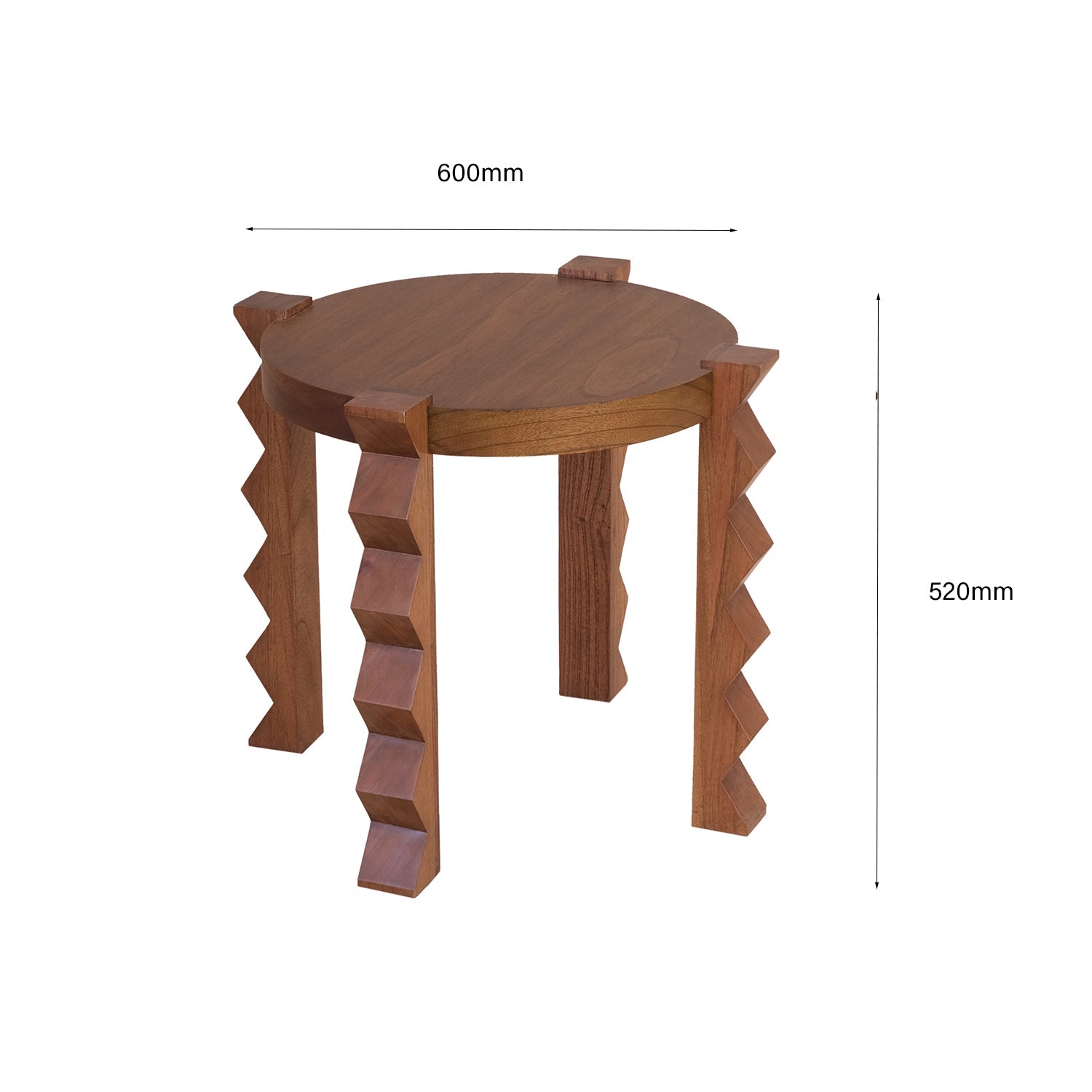 Table d'appoint sculpturale en bois avec pieds sculptés géométriques pour salon