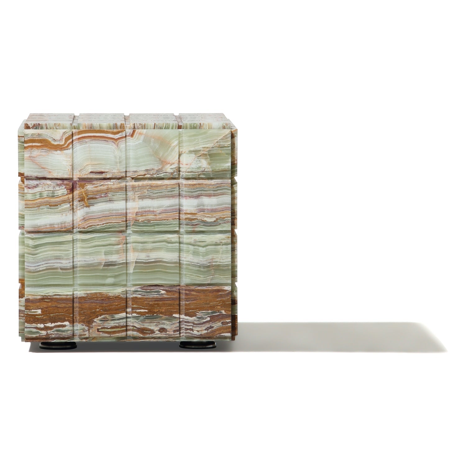 Table d'appoint moderne en marbre mat effet terrain avec fente pour salon