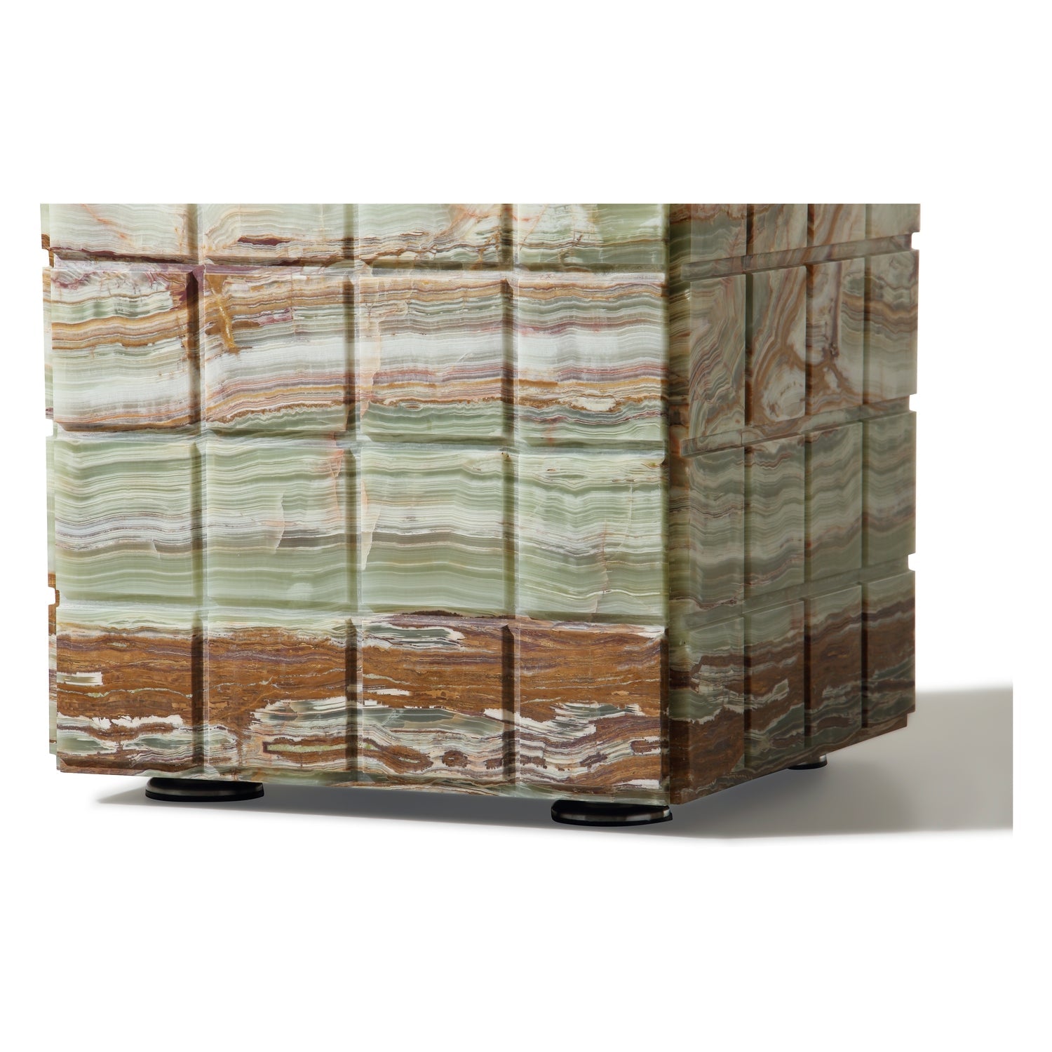 Table d'appoint moderne en marbre mat effet terrain avec fente pour salon