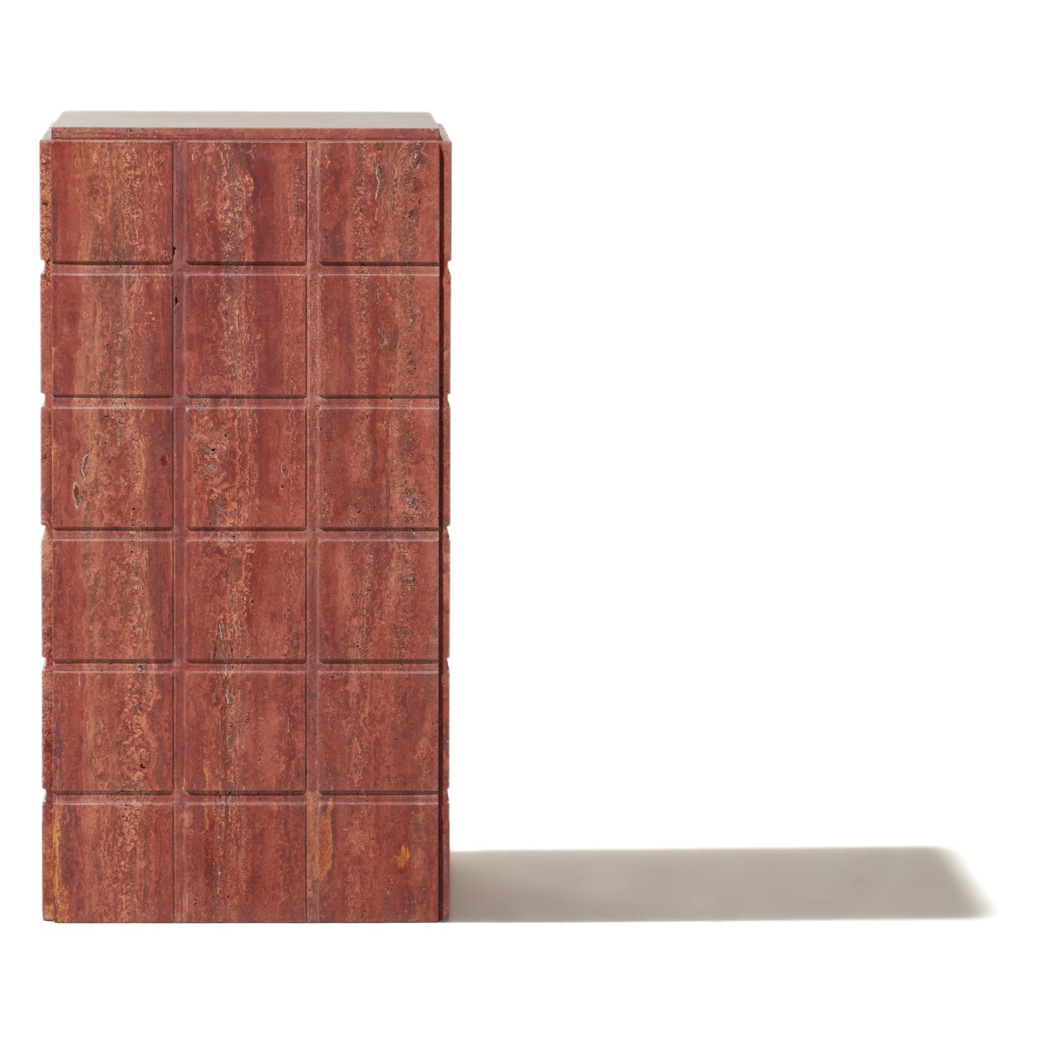 Table d'appoint haute en marbre rouge audacieux avec fente pour le salon