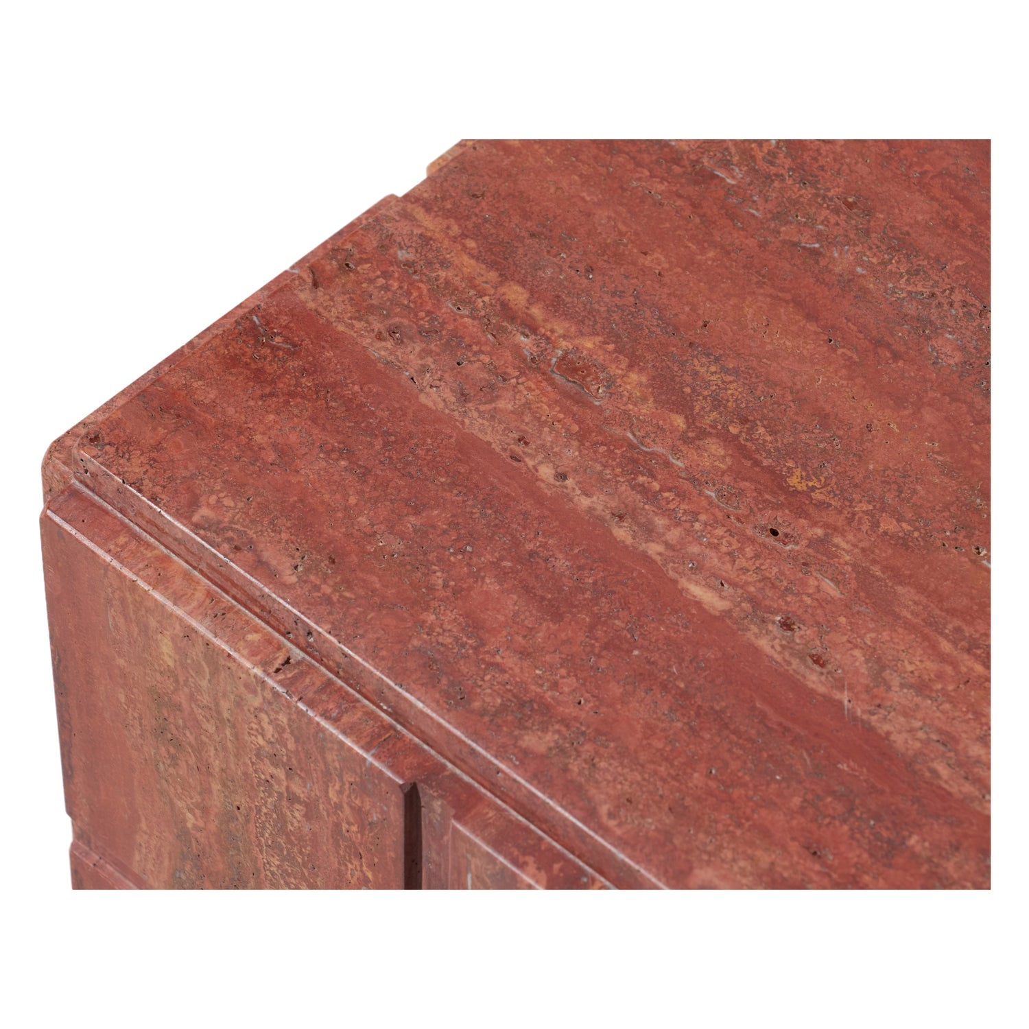 Table d'appoint haute en marbre rouge audacieux avec fente pour le salon