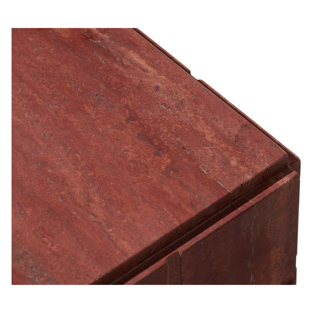 Table d'appoint haute en marbre rouge audacieux avec fente pour le salon