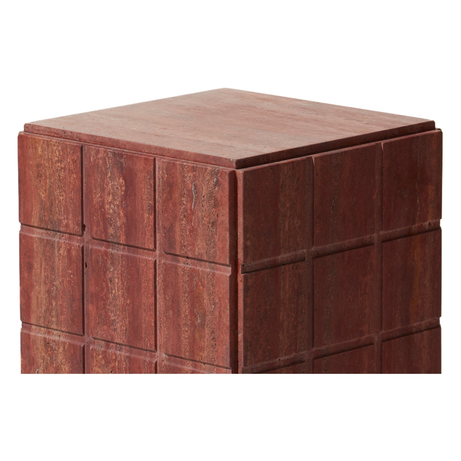 Table d'appoint haute en marbre rouge audacieux avec fente pour le salon