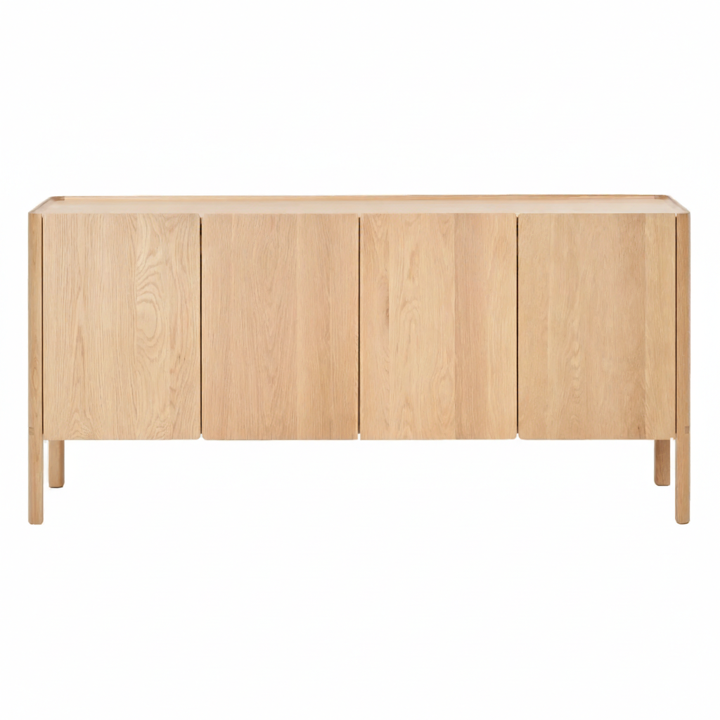 Buffet contemporain à bord festonné avec tiroirs dissimulés et grand espace de rangement pour le salon