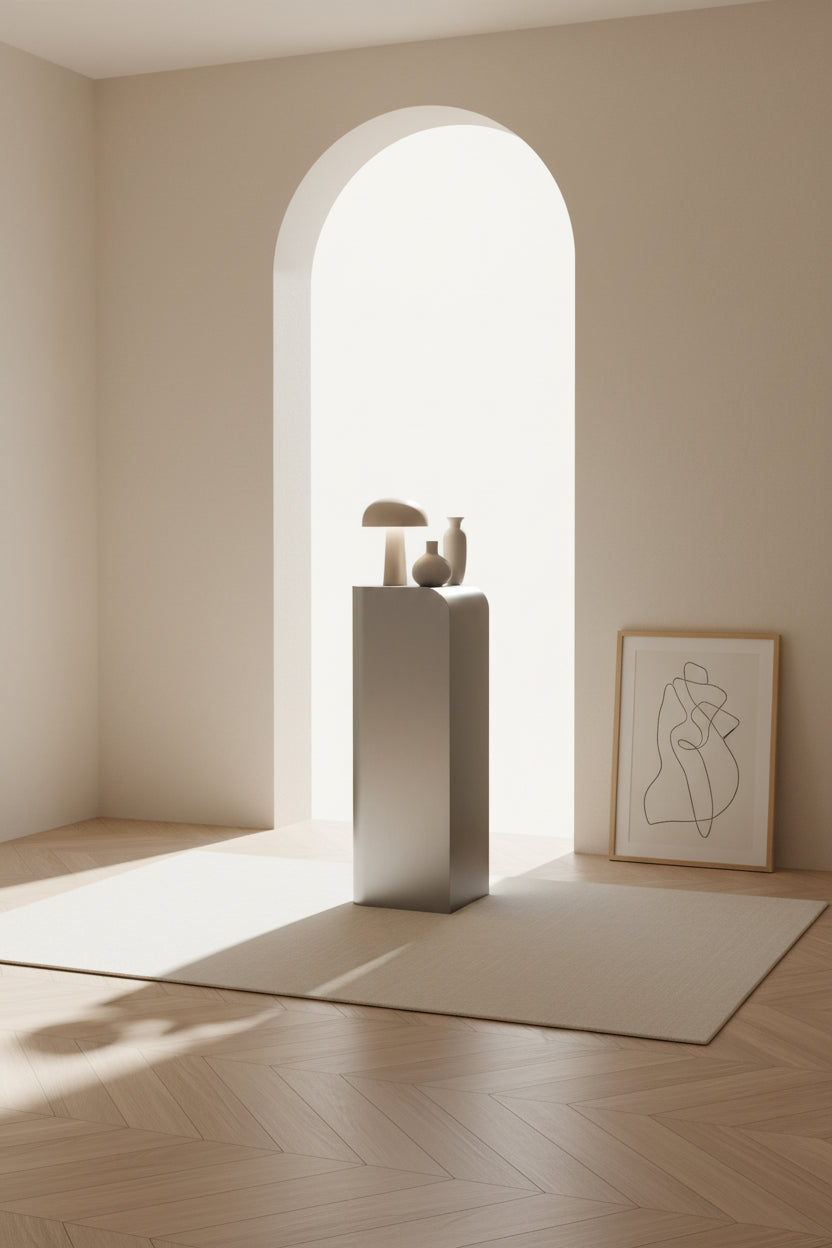 Socle élégant en acier inoxydable avec silhouette incurvée anti-traces de doigts pour salon