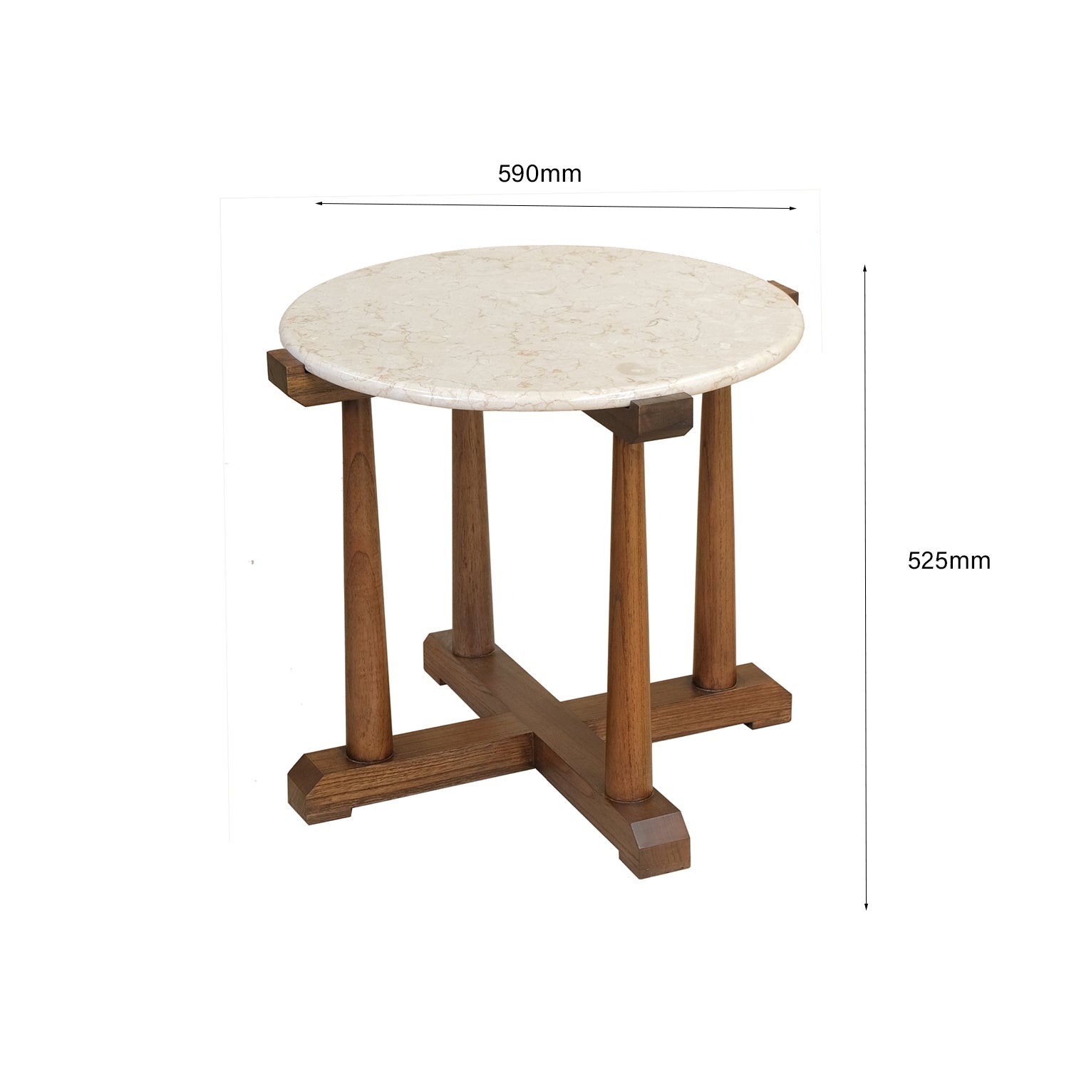 Table d'appoint contemporaine en marbre et bois avec plateau rond en marbre pour salon