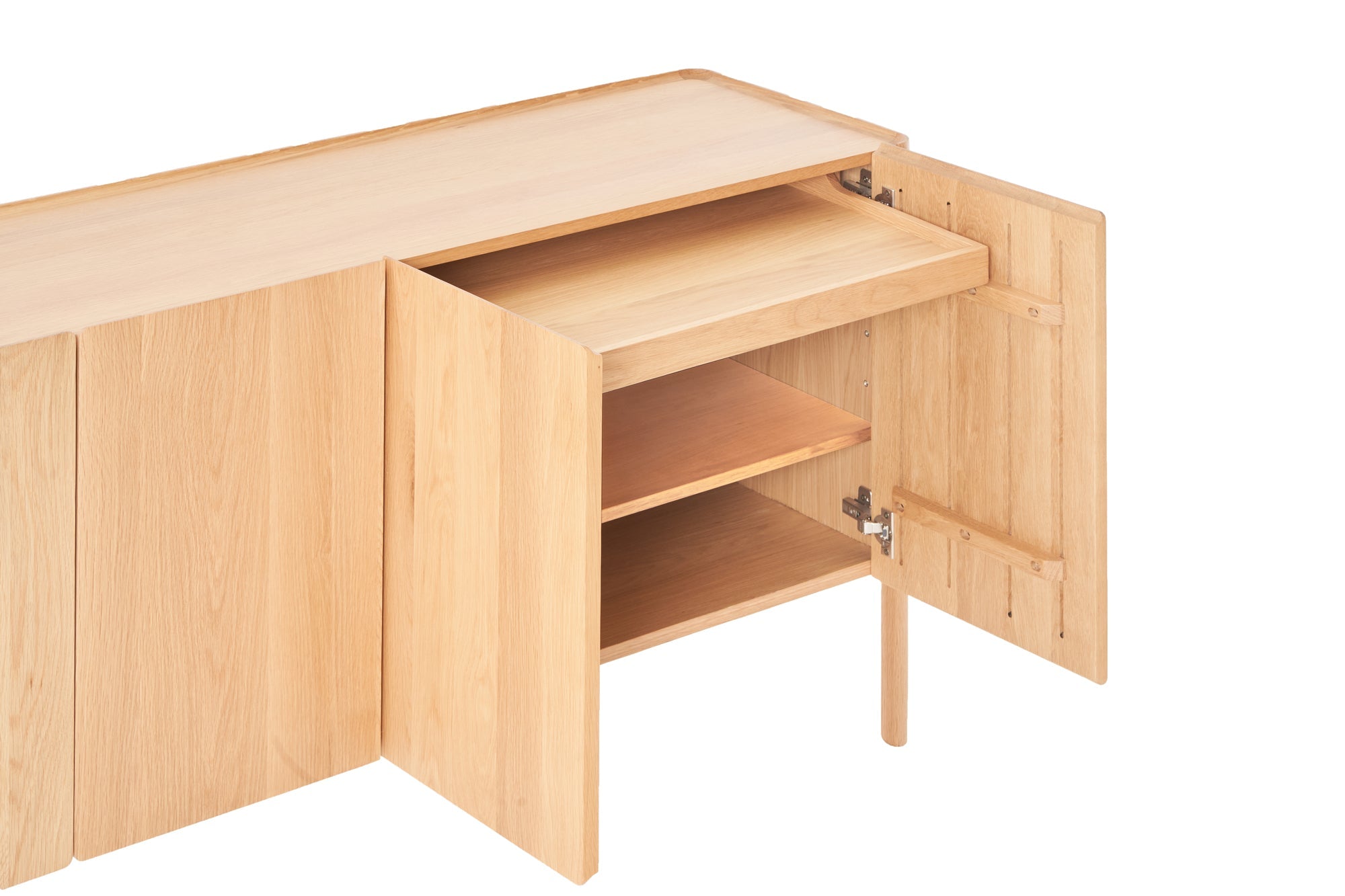 Buffet contemporain à bord festonné avec tiroirs dissimulés et grand espace de rangement pour le salon