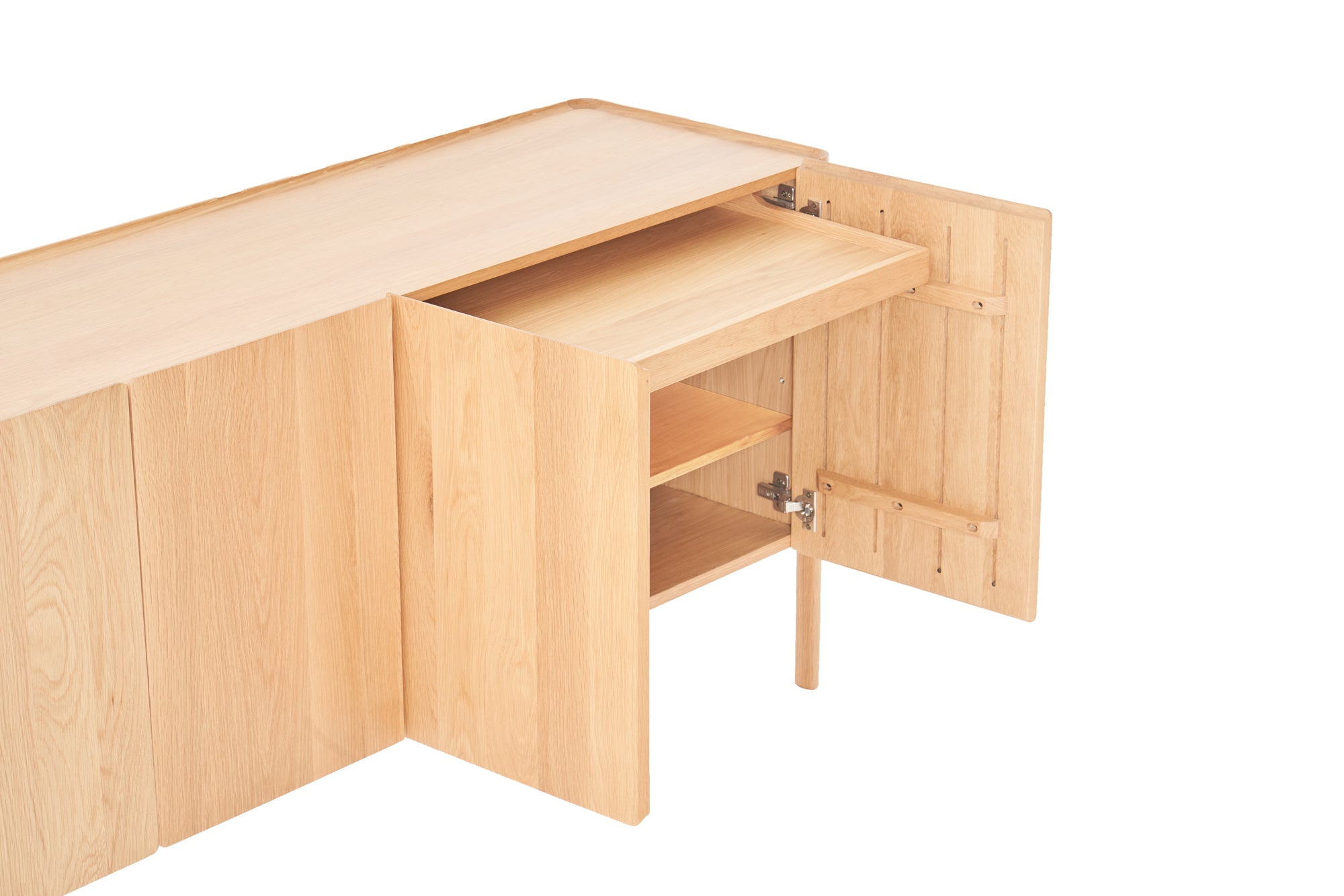 Buffet contemporain à bord festonné avec tiroirs dissimulés et grand espace de rangement pour le salon