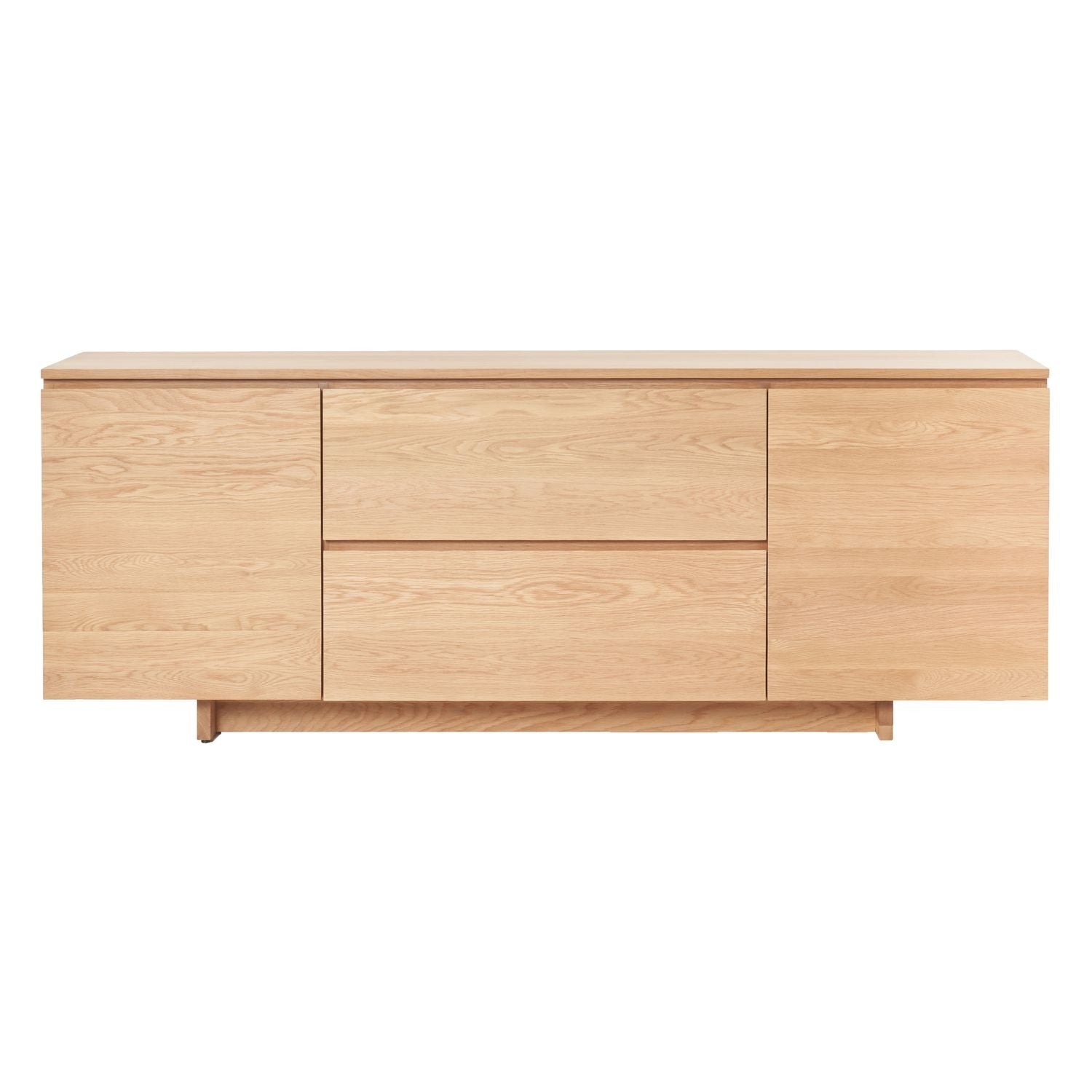 Buffet minimaliste en bois massif avec socle et rangements généreux pour salle à manger