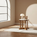 Table d'appoint contemporaine en marbre et bois avec plateau rond en marbre pour salon