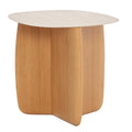 Table d'appoint organique en travertin et bois avec plateau en pierre naturelle pour salon