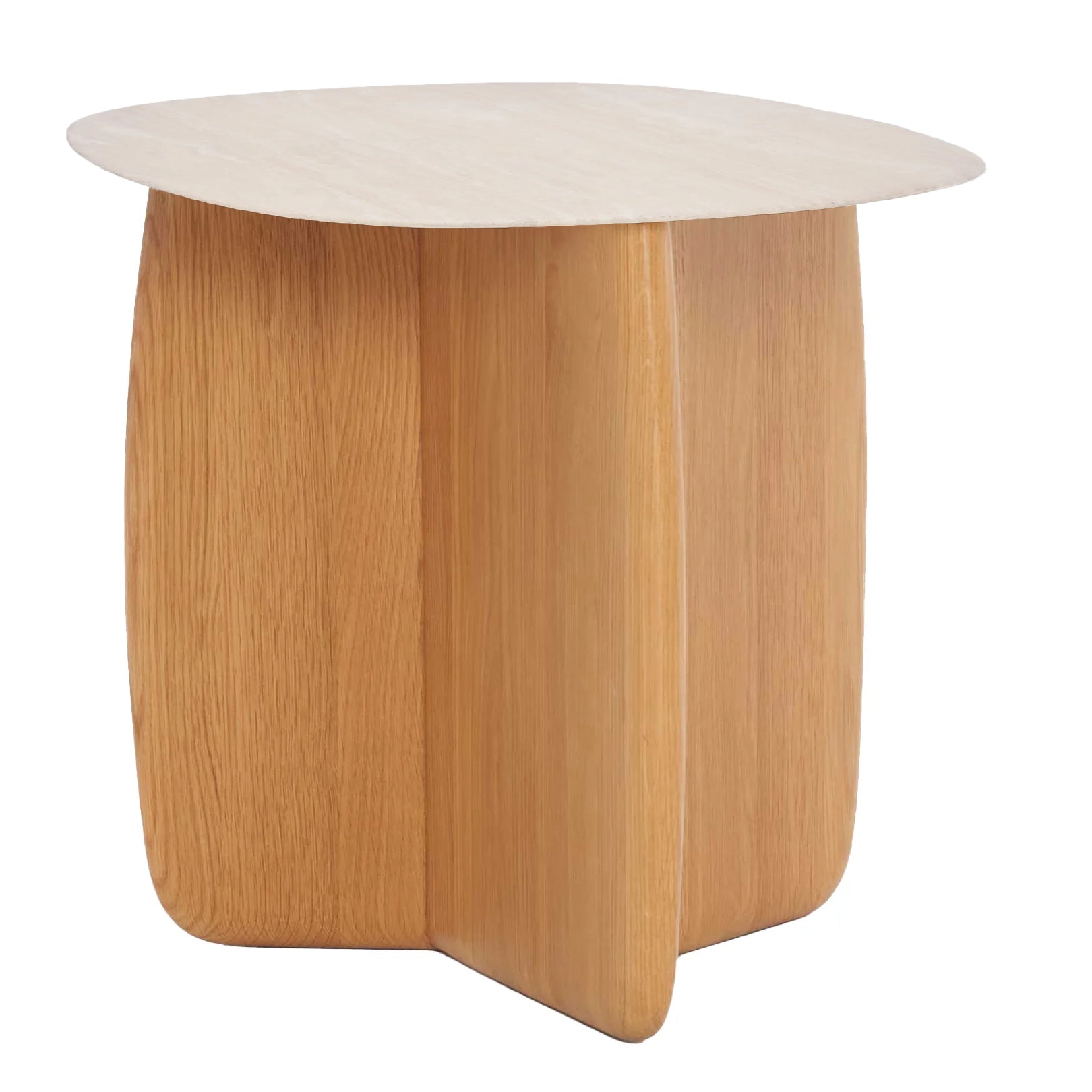 Table d'appoint organique en travertin et bois avec plateau en pierre naturelle pour salon