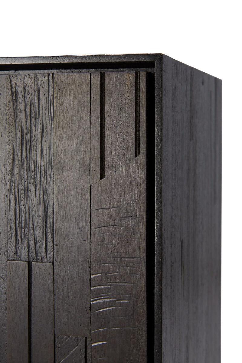 Buffet en teck superposé contemporain à 3 portes avec motif orgue de Barbarie pour salle à manger