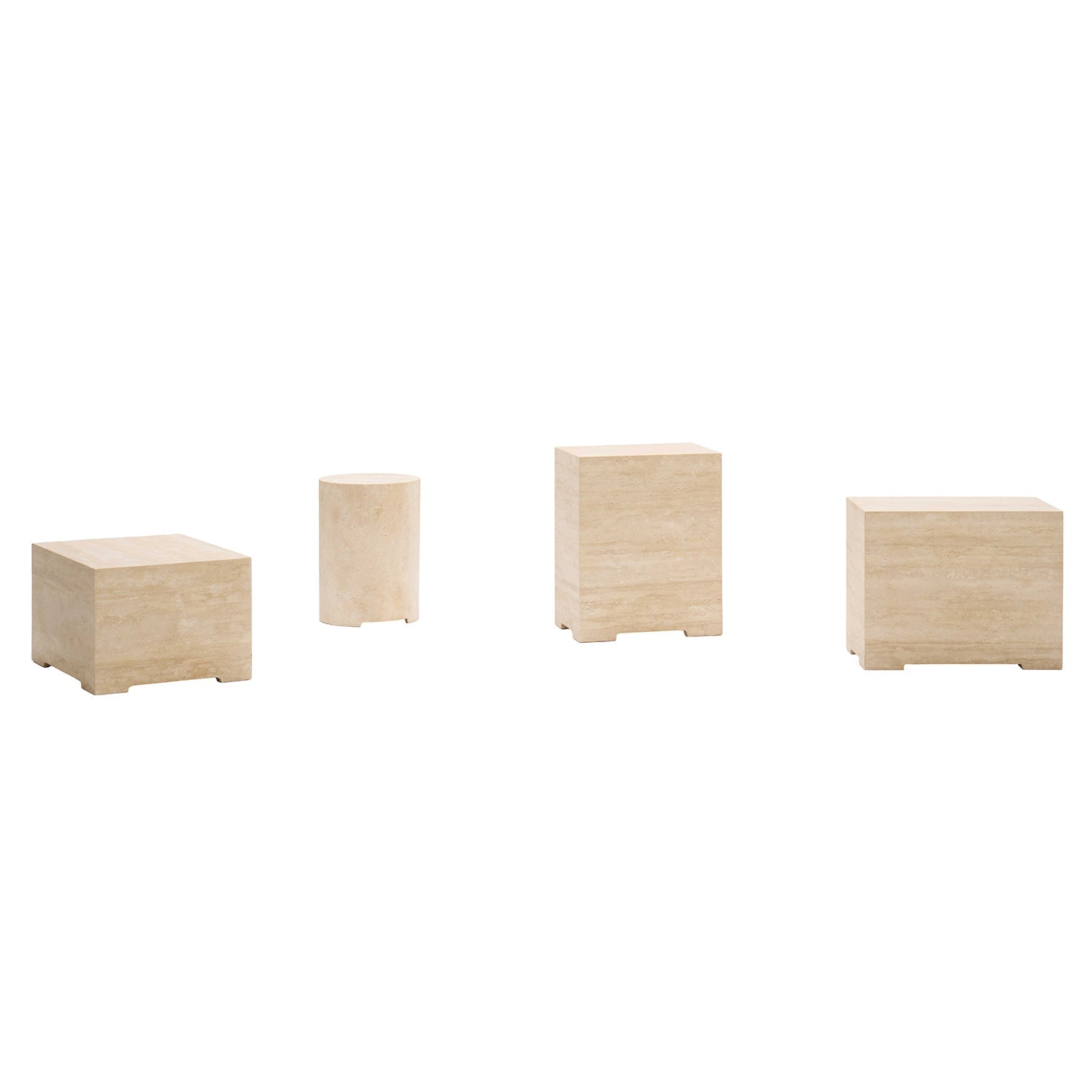 Table d'appoint ronde en travertin naturel avec pieds sculptés pour chambre à coucher